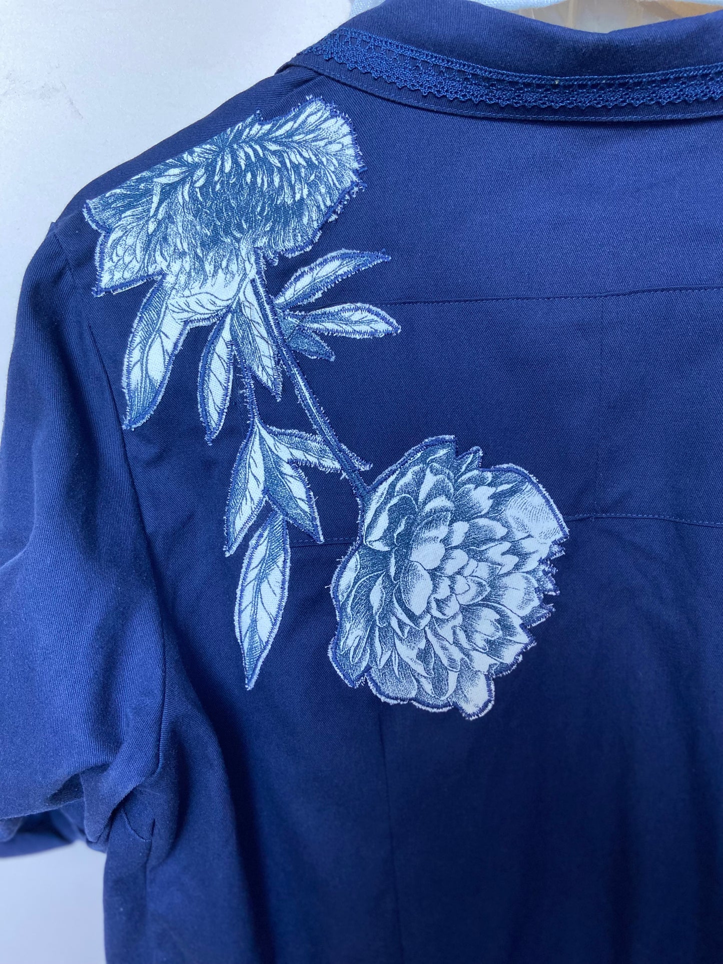 Bombées manches 3/4 – Bleu de travail vintage Upcyclé