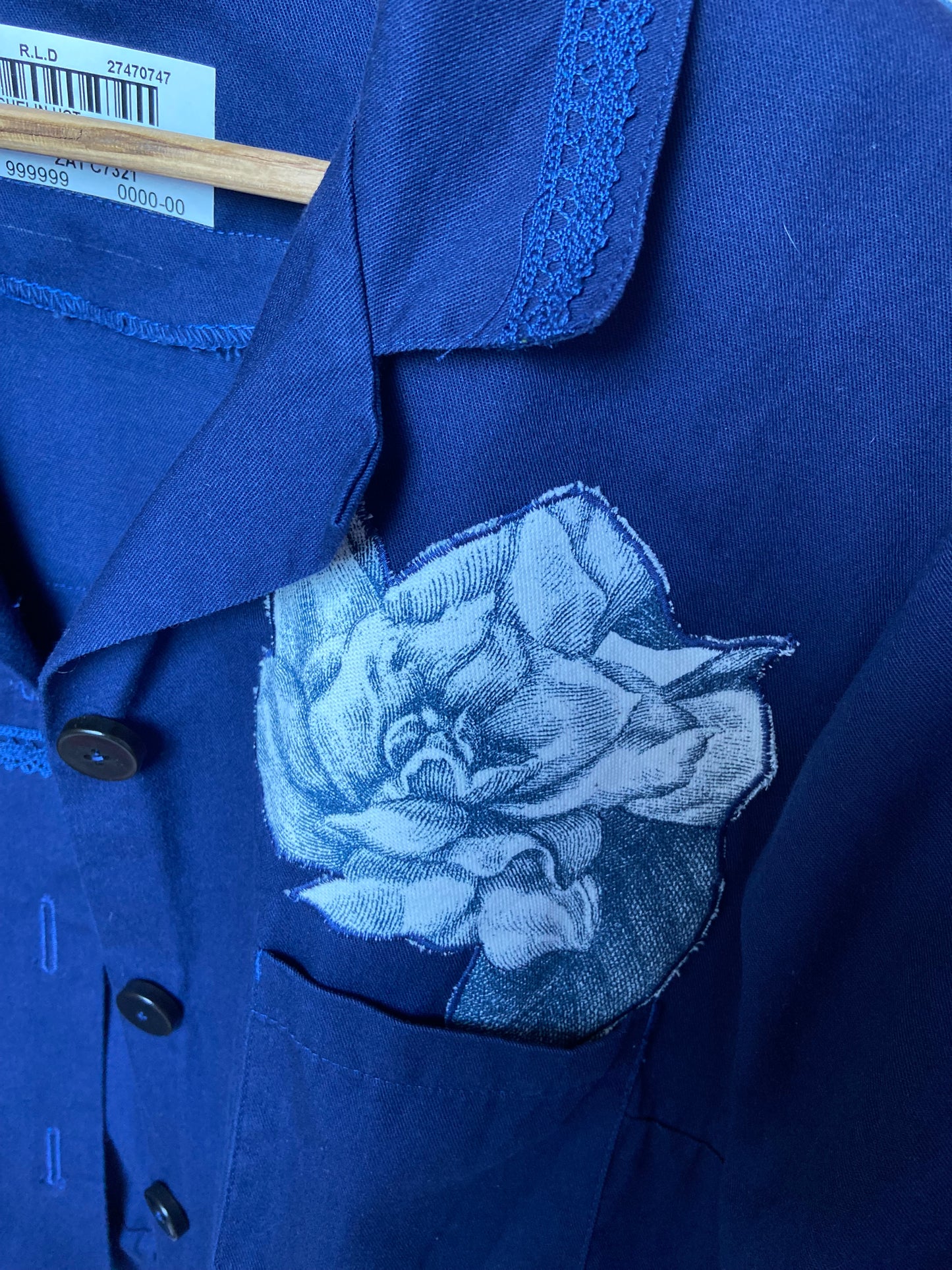 Bombées manches 3/4 – Bleu de travail vintage Upcyclé