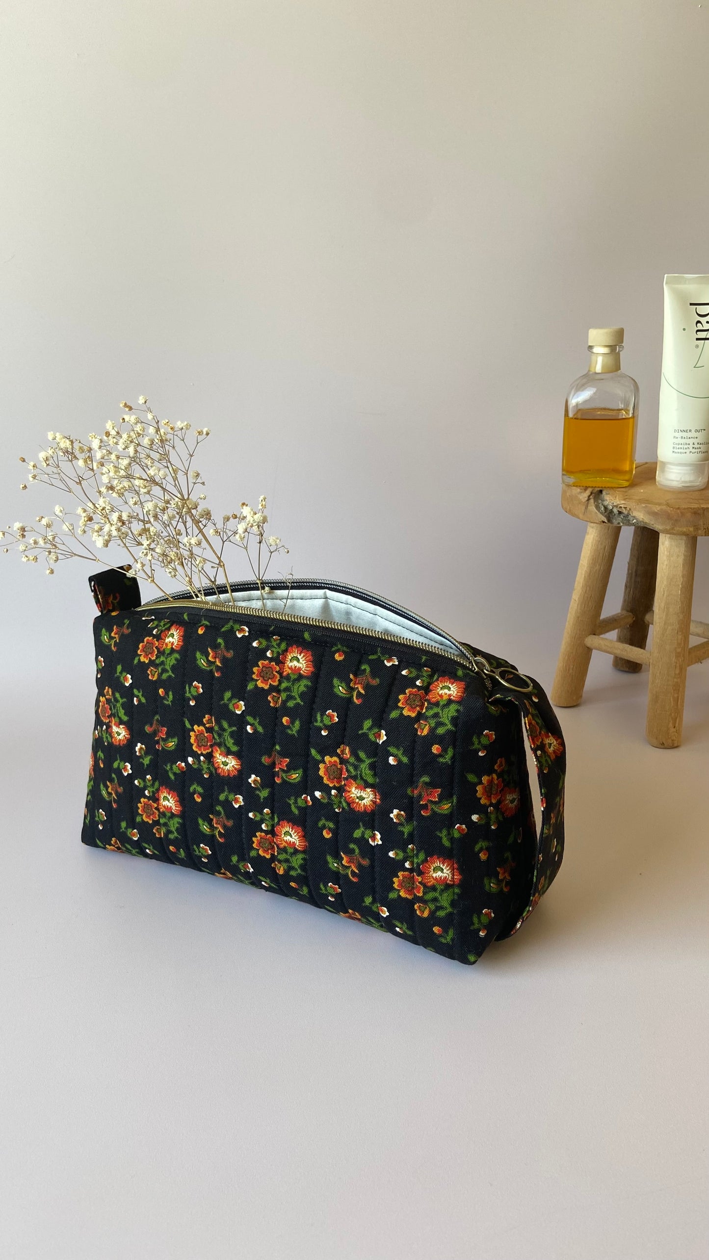 Trousse de toilette tissu vintage