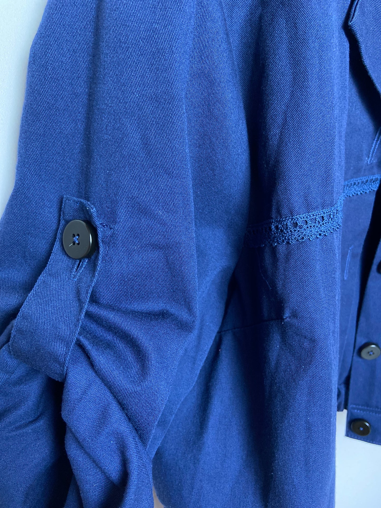 Bombées manches 3/4 – Bleu de travail vintage Upcyclé
