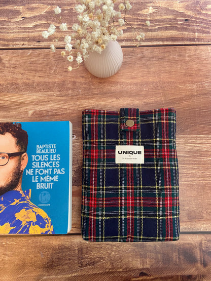 housse de livre en tissu chiné – pièce unique artisanale