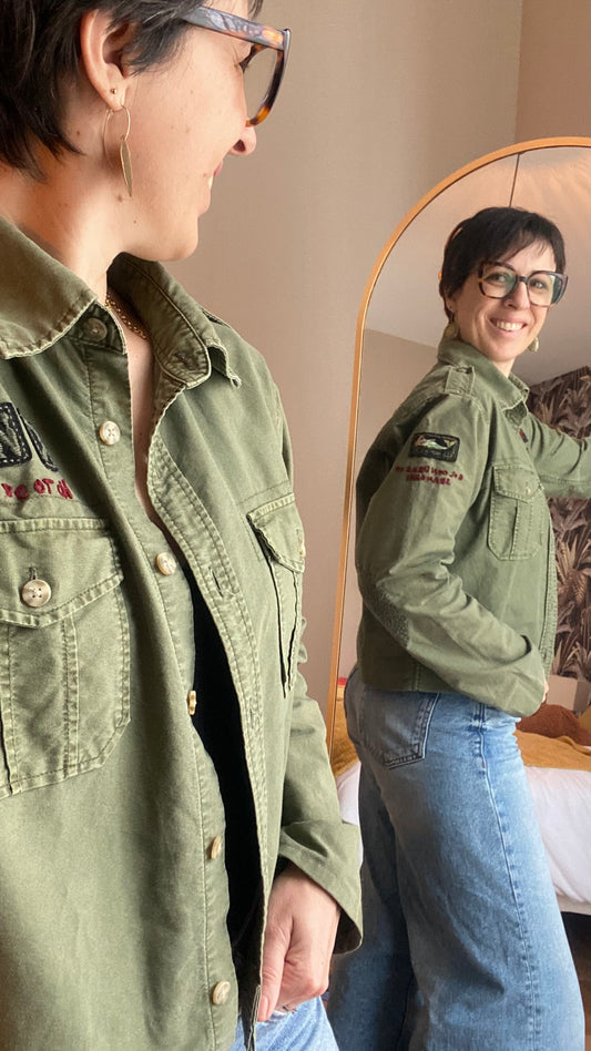 Veste style militaire upcyclée – pièce unique