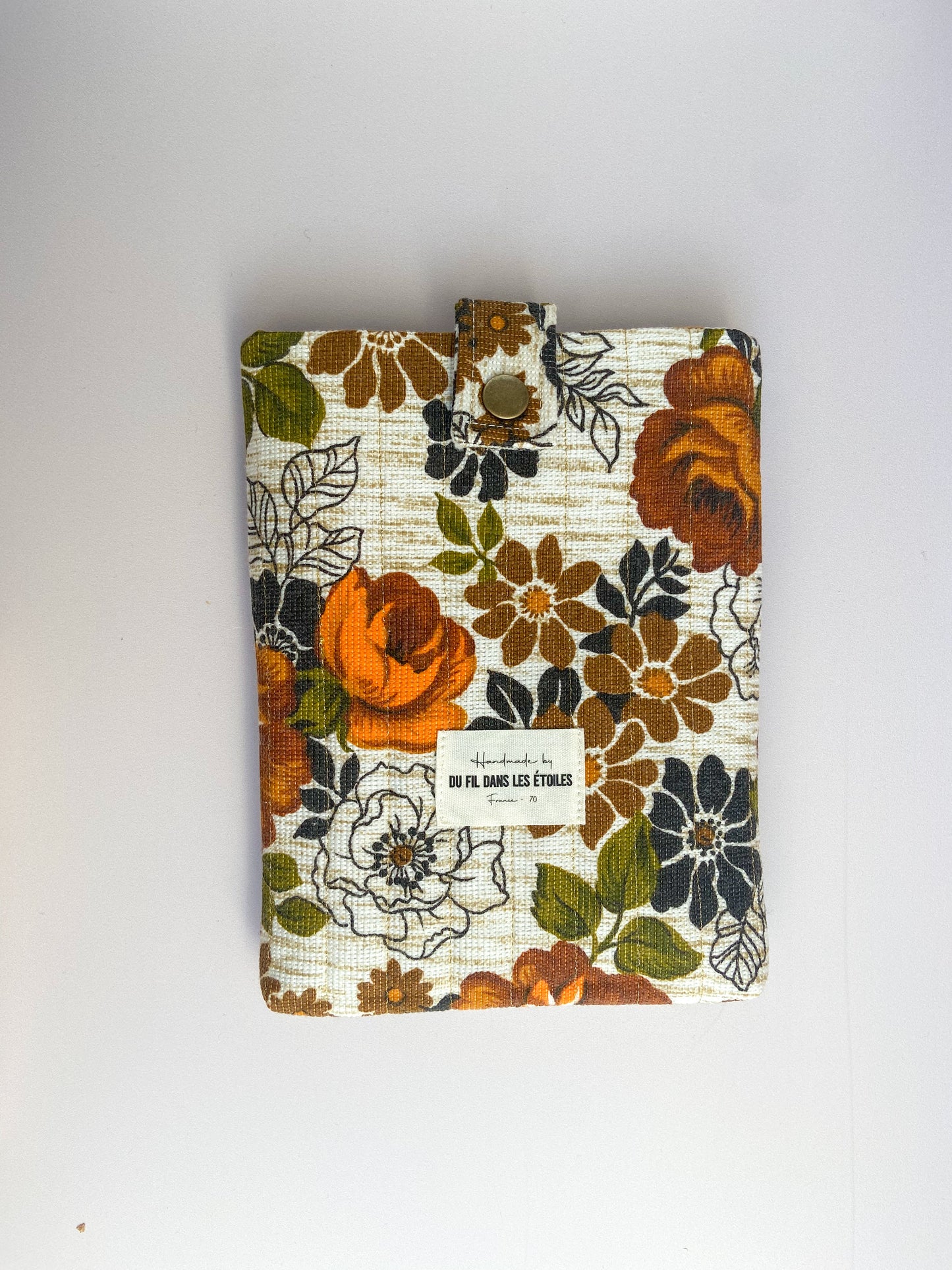 Housse de livre en tissu chiné – pièce unique artisanale