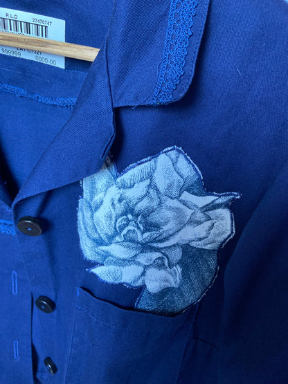 Bombées manches 3/4 – Bleu de travail vintage Upcyclé