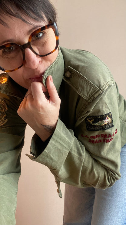 Veste style militaire upcyclée – pièce unique