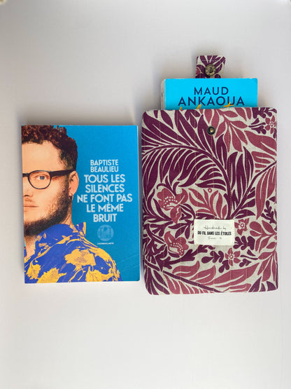 Housse de livre en tissu chiné – pièce unique artisanale