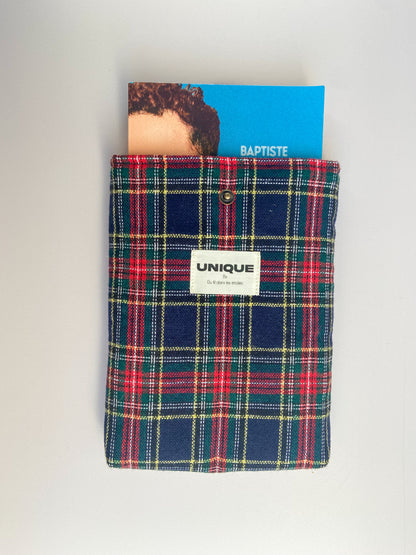 housse de livre en tissu chiné – pièce unique artisanale