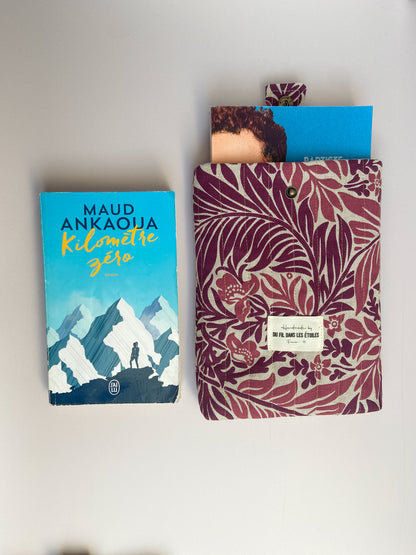 Housse de livre en tissu chiné – pièce unique artisanale