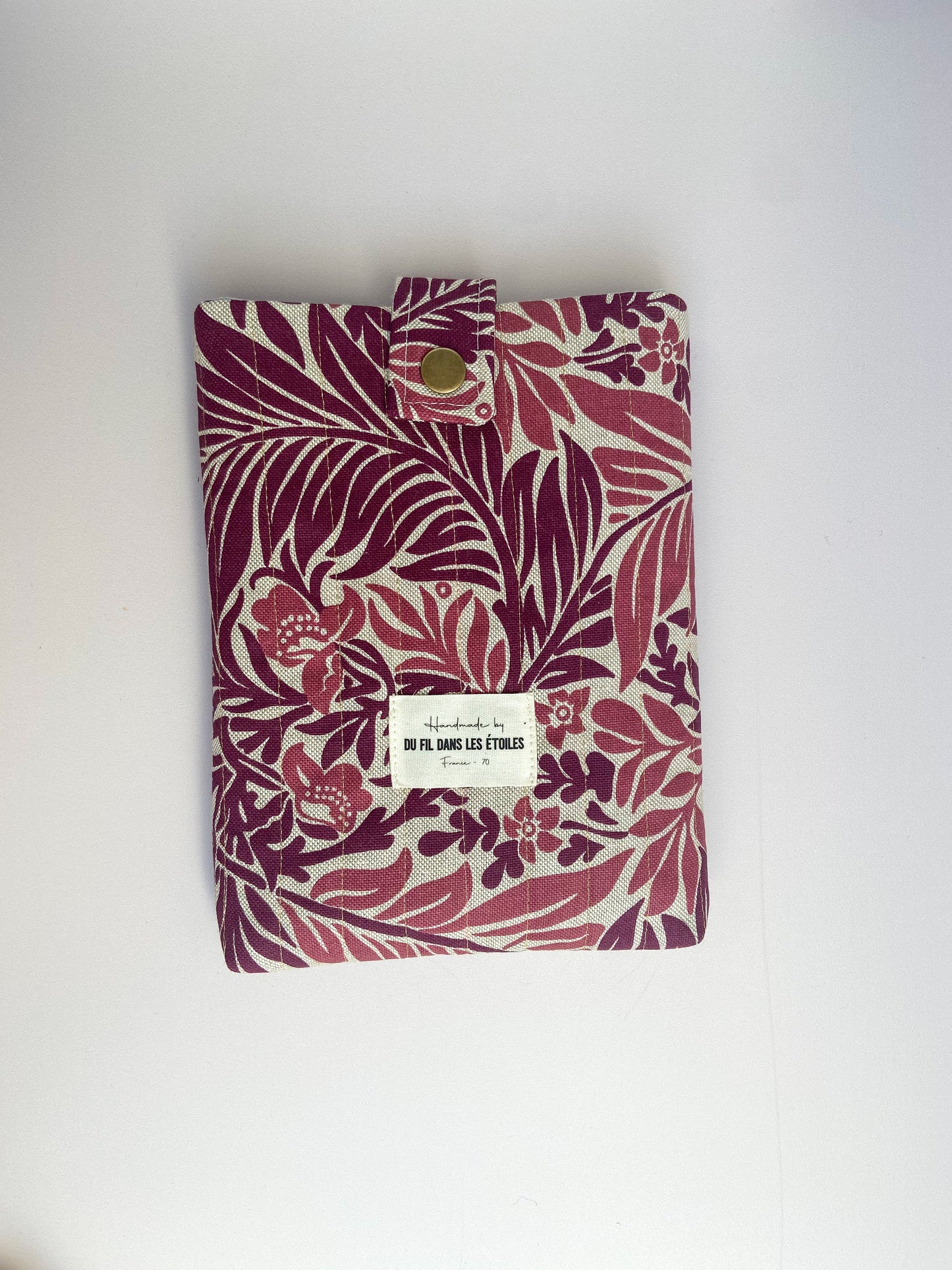 Housse de livre en tissu chiné – pièce unique artisanale