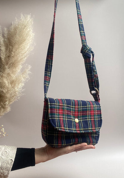 sac bandoulière tartan upcyclé